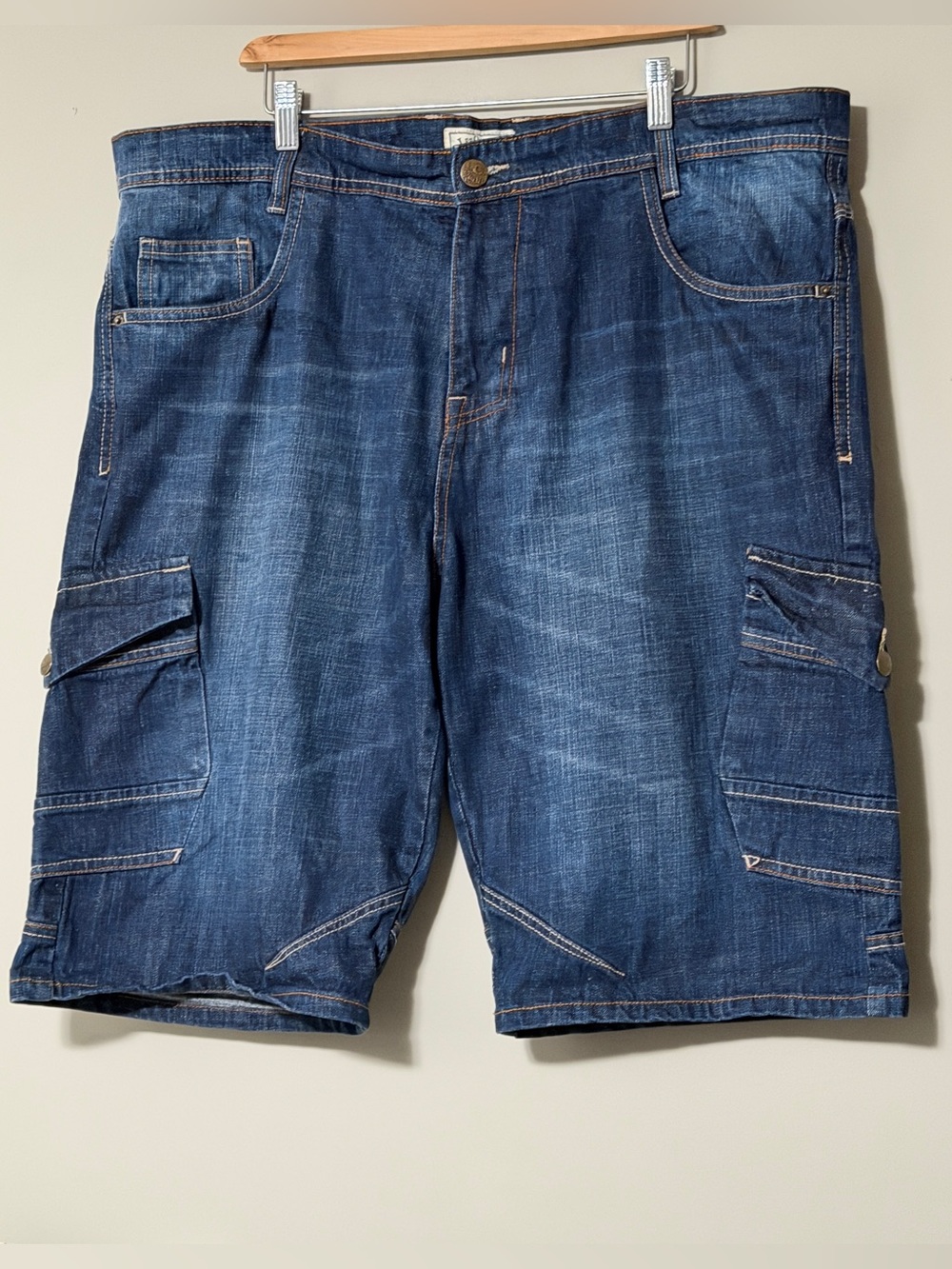 Lee Cooper baggy navy denim cargo shorts Size 38